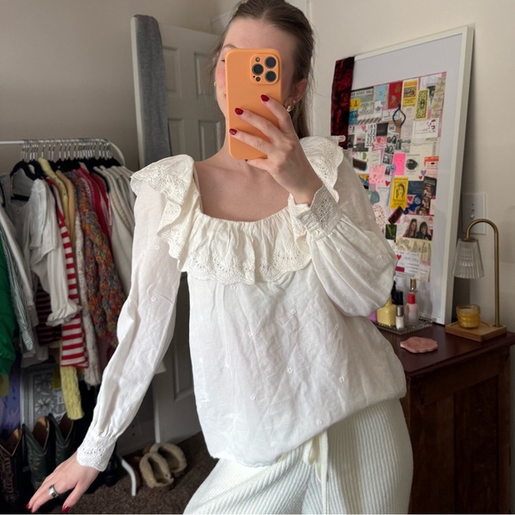 White Linen Sezane Top - Picture 2 of 6